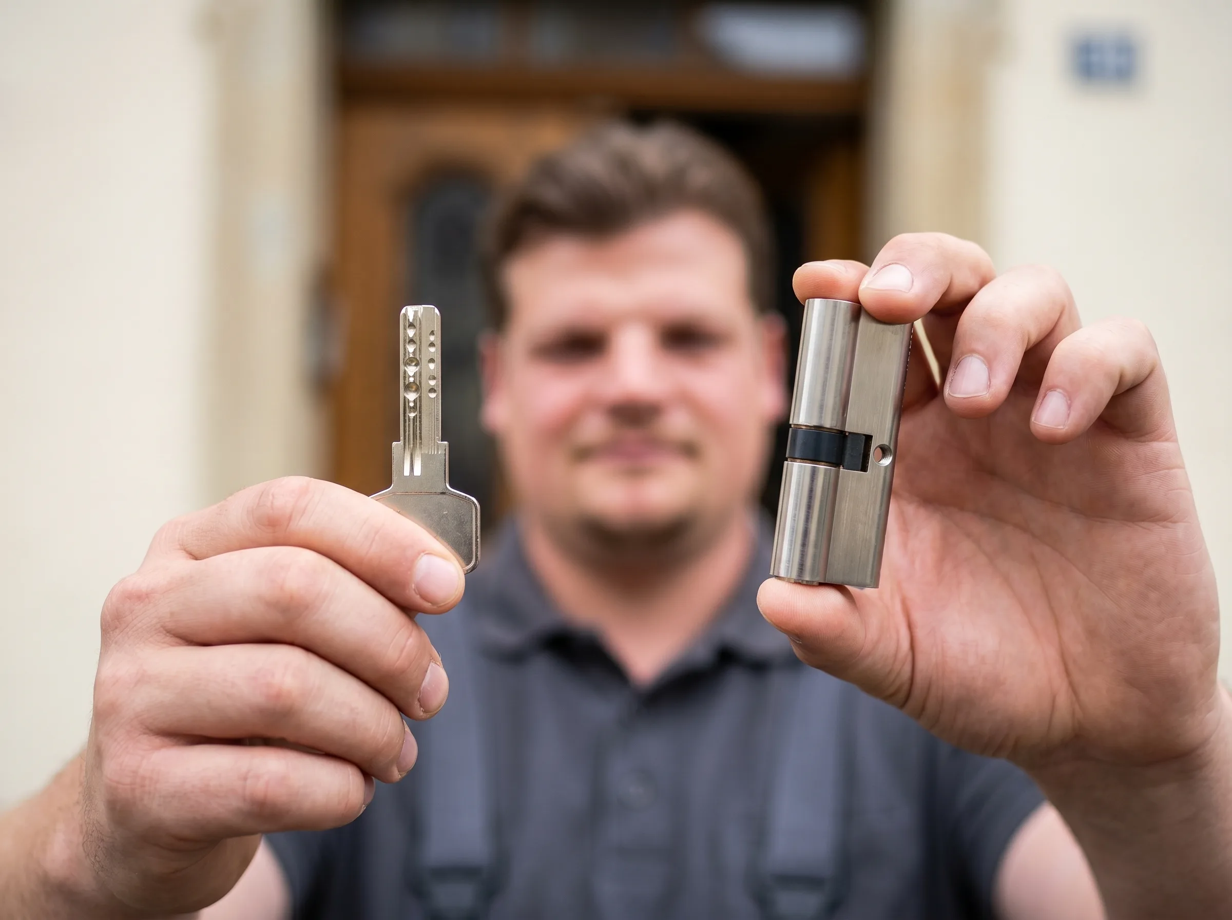 Profilzylinder und neuer Schlüssel, zerstörungsfrei getauscht
